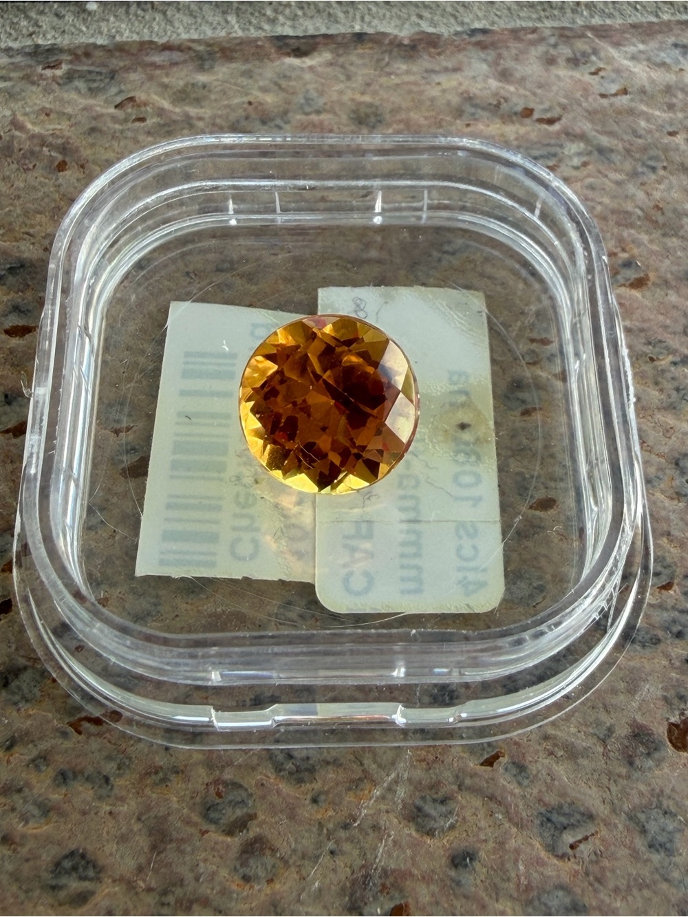 Checkerboard cut Citrine 10mm round 5.37 carats total weight